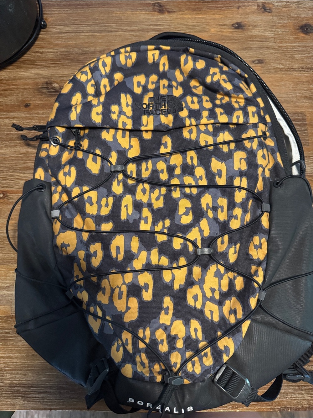 The North Face Borealis Backpack in Yellow Leopard Print